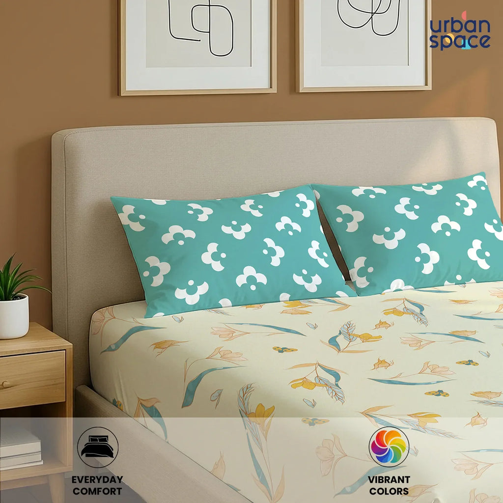 Divine Collection - Cotton Bedsheet With 2 Pillow Covers, Sprinkle Buttercream