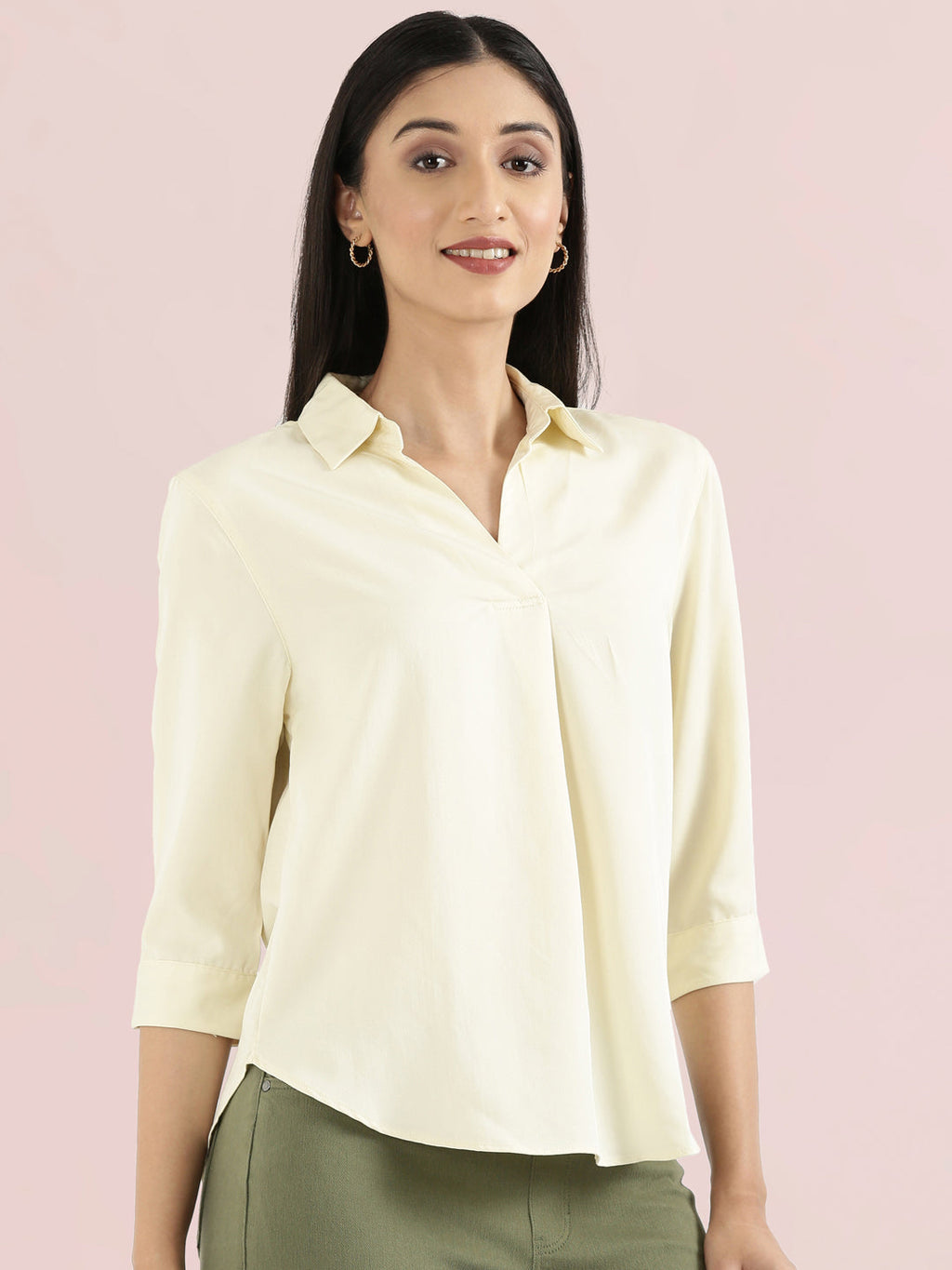 Rayon Polo Collar Top