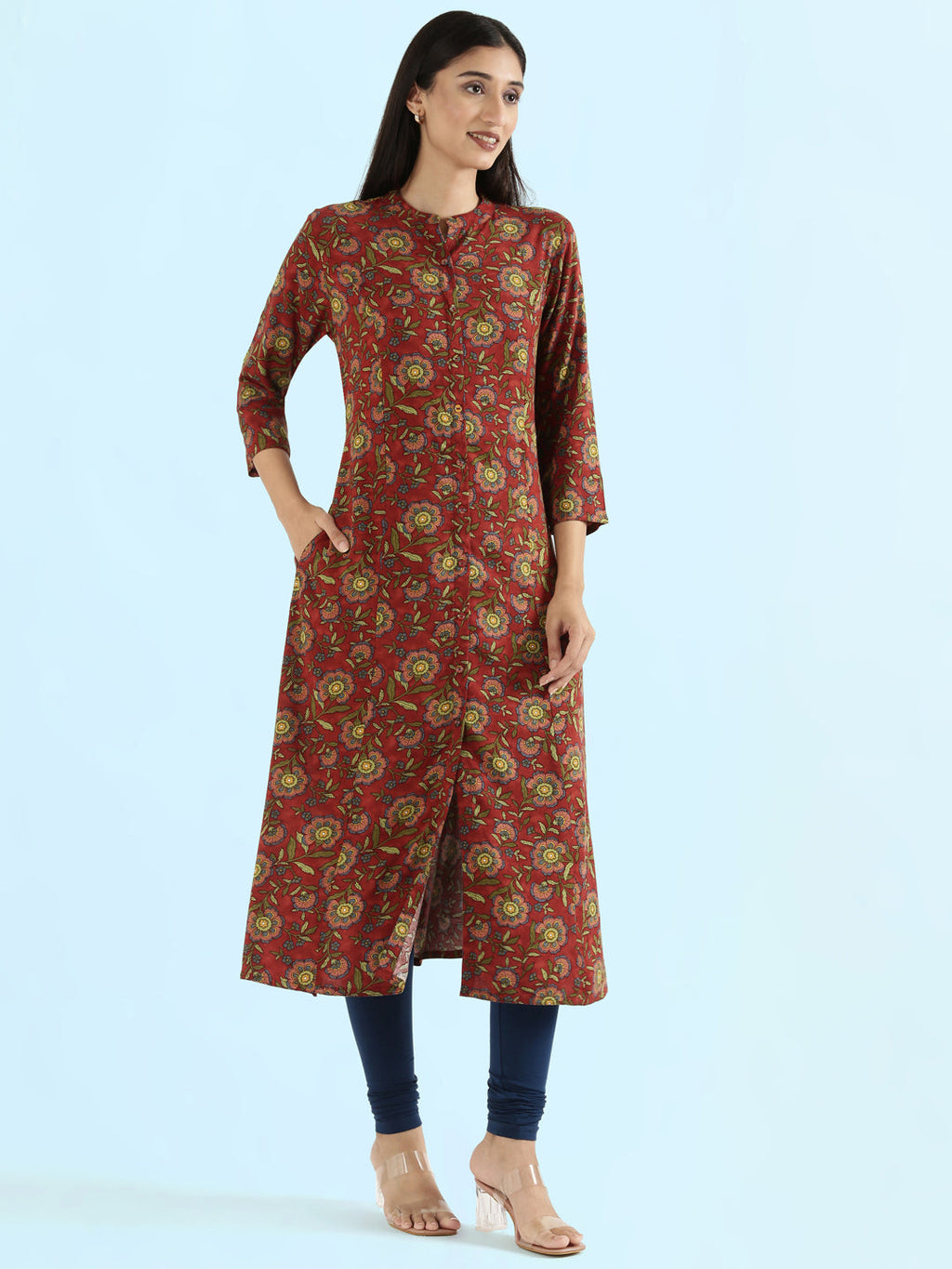 Viscose Mughal Floral Print A-Line Kurta