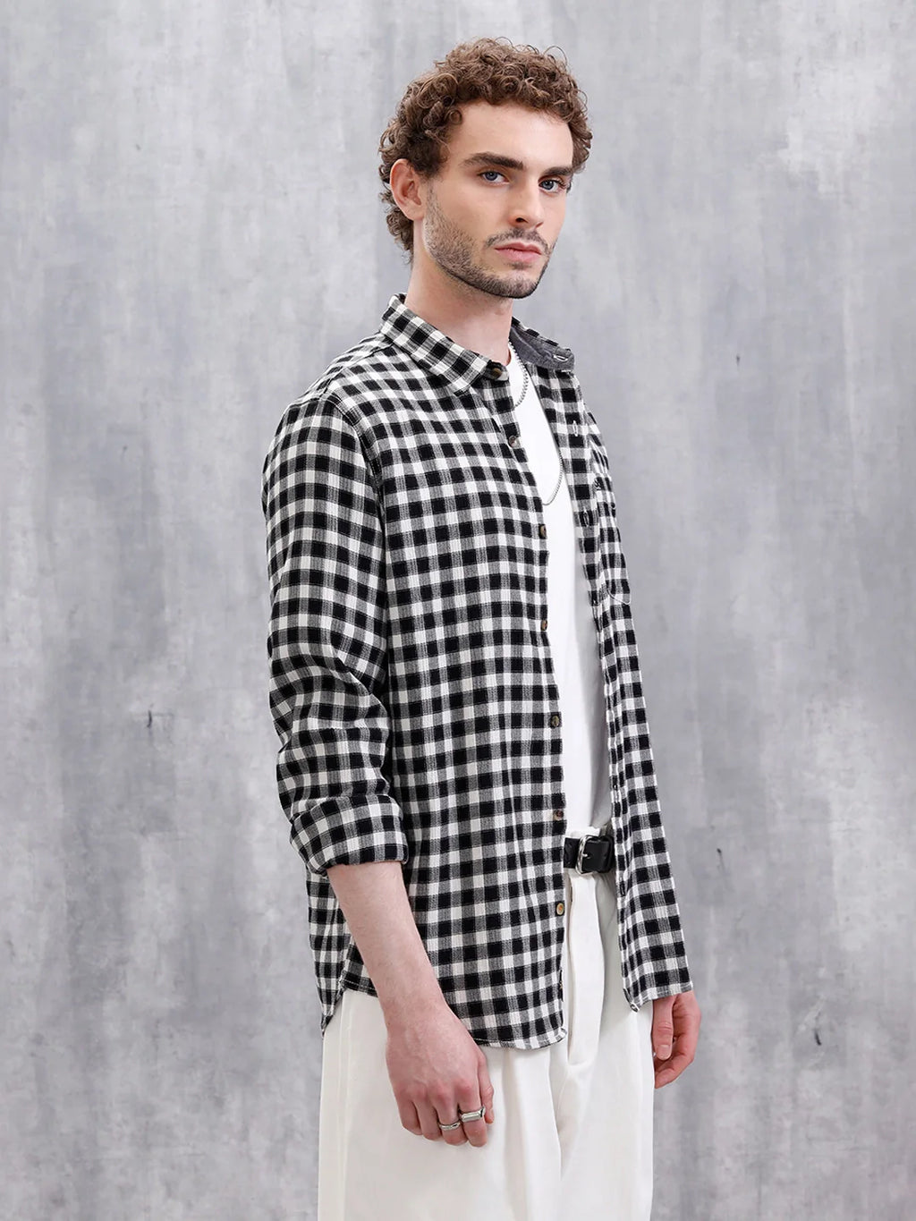 Seersucker Micro Checks Shirt | Black