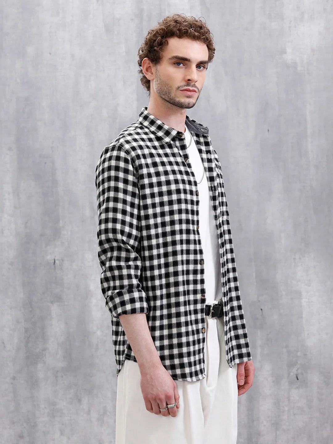 Seersucker Micro Checks Shirt | Black