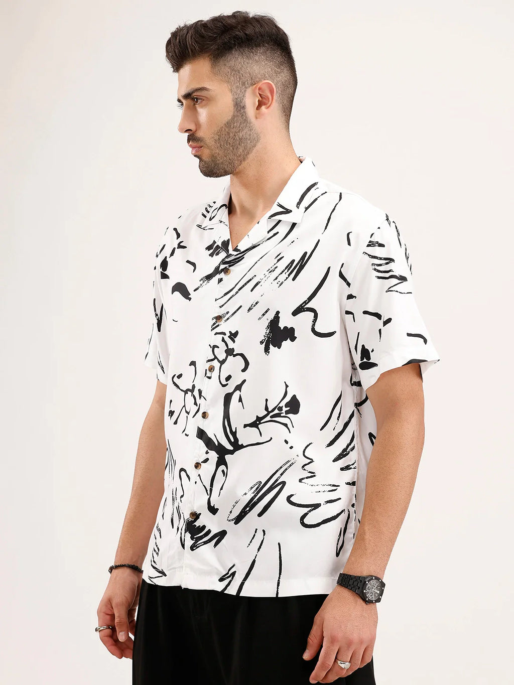 Resort Collar AOP Shirt | White