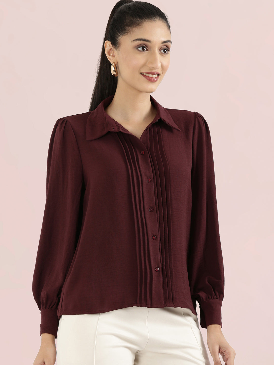 Hammered Classic Collar Pintuck Shirt