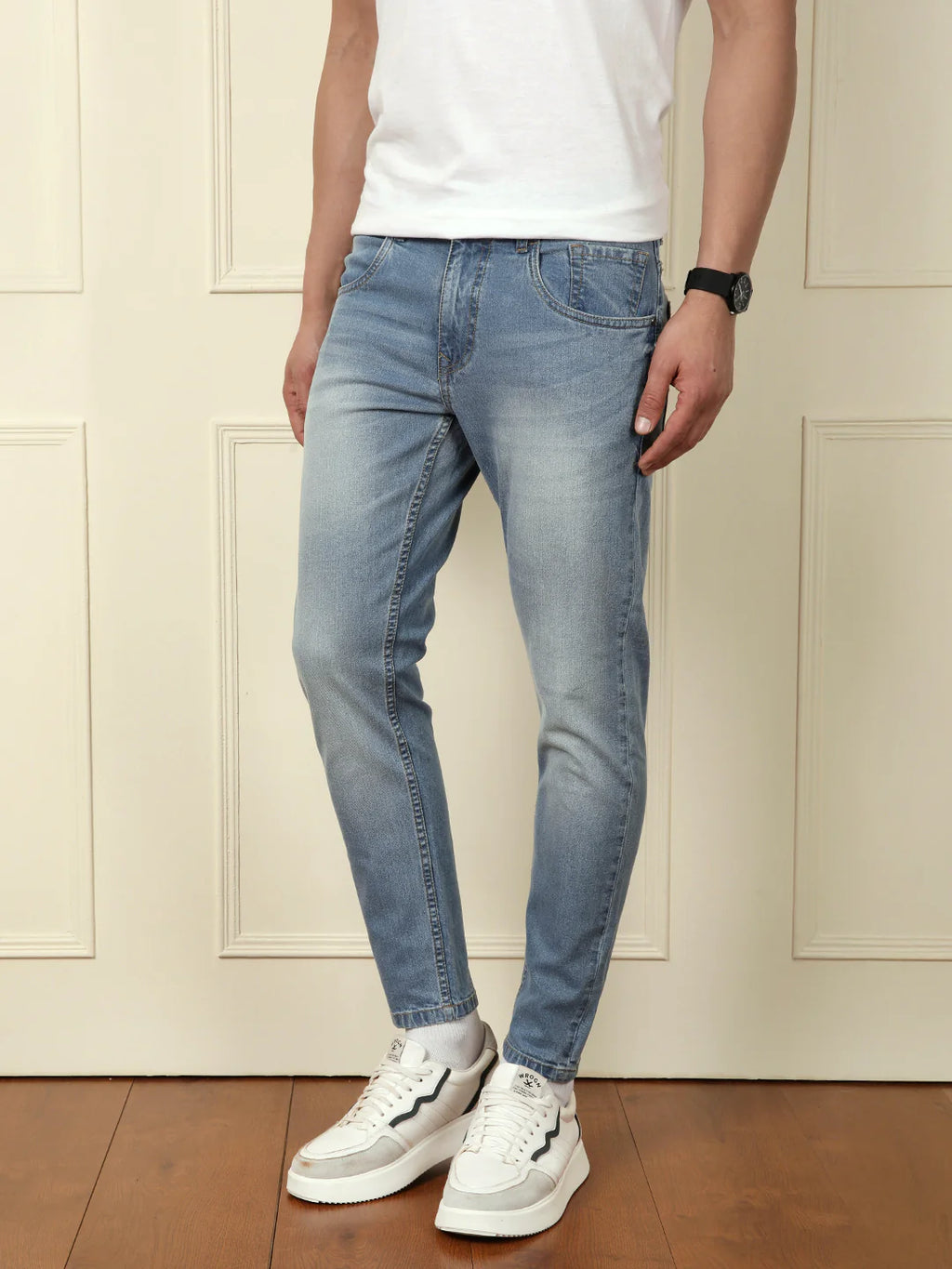 Faded Skinny Crop Jeans | Light Blue