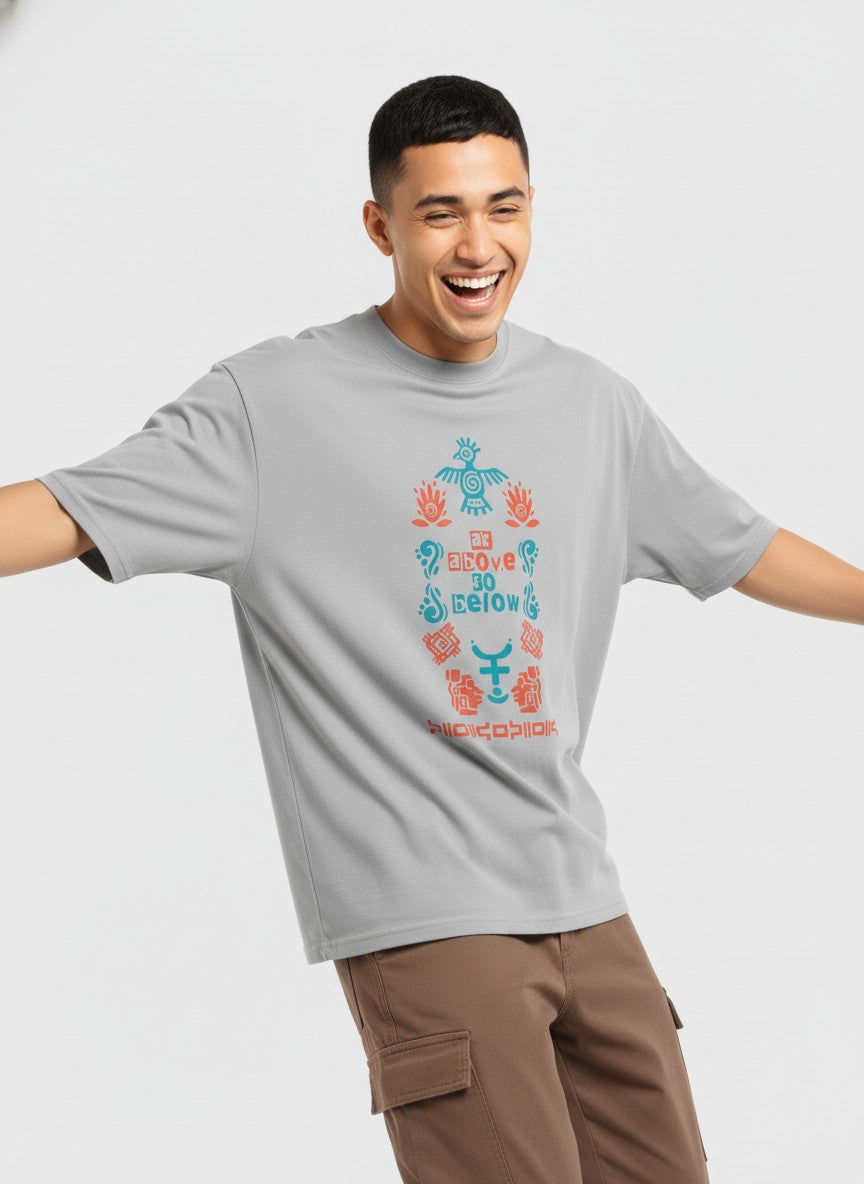 Men Oversized Cotton Tribal T-Shirt