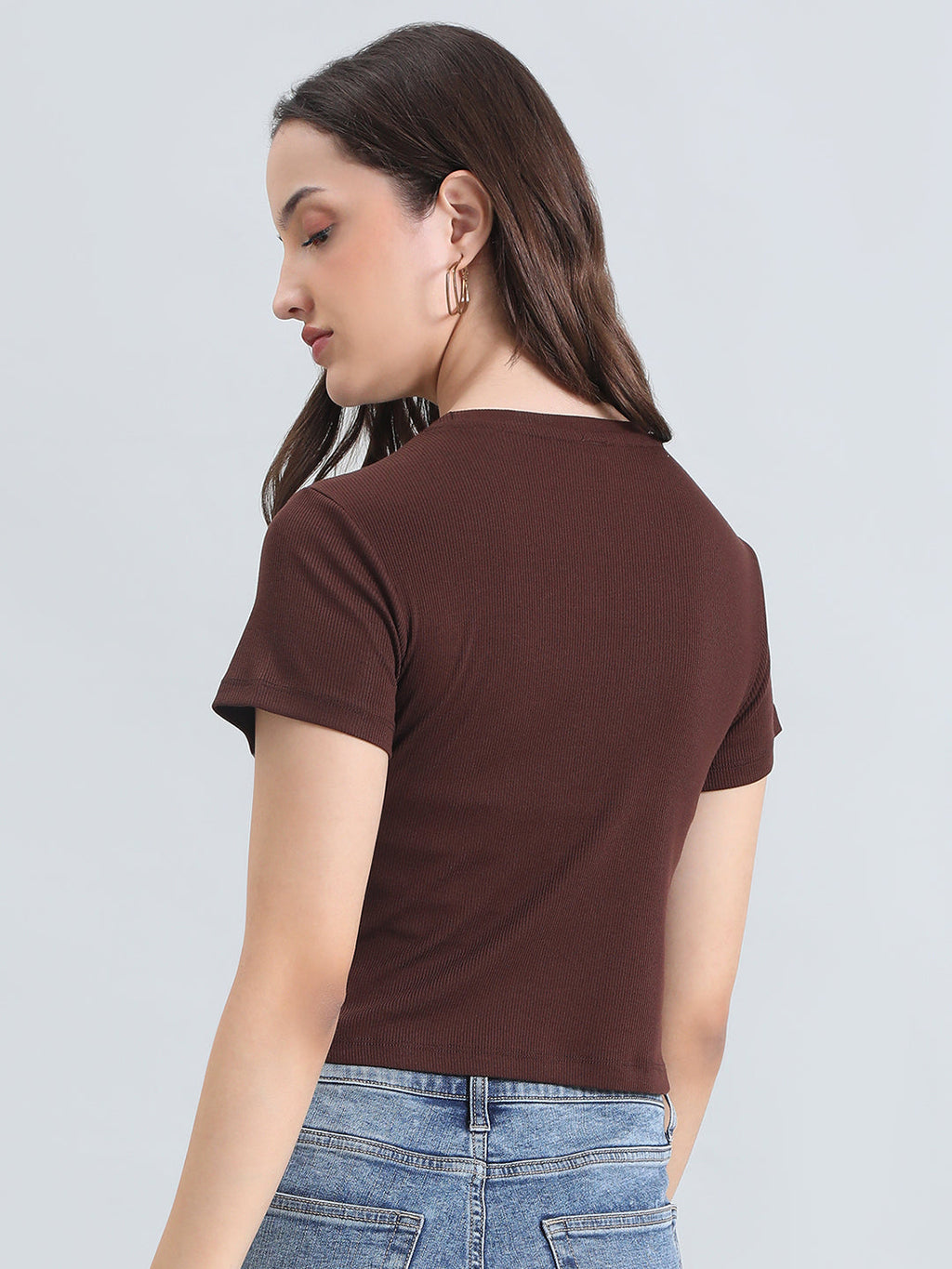 Cotton Stretch Slim Fit Cropped T-Shirt