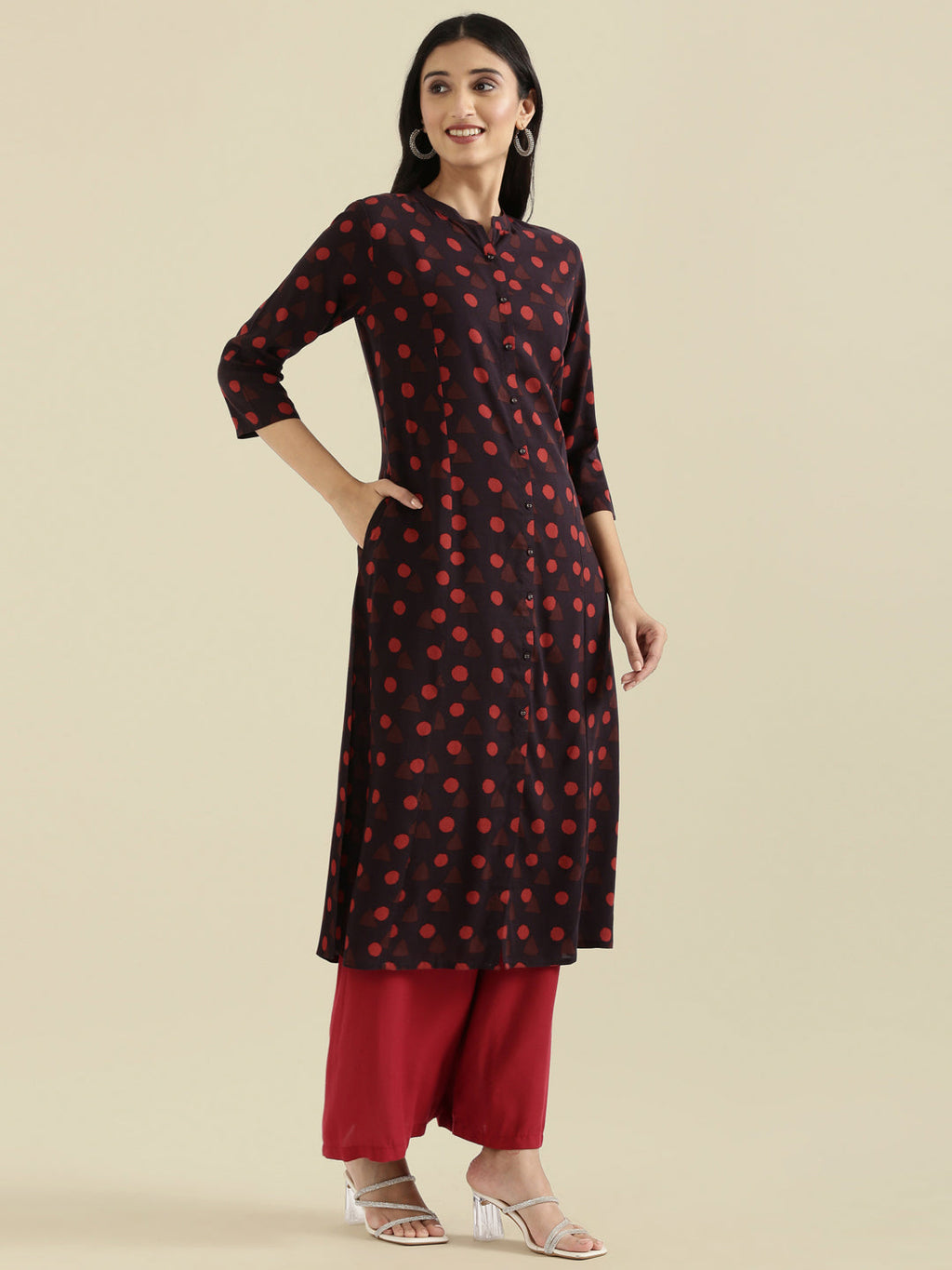 Viscose Geometric Print A-Line Kurta