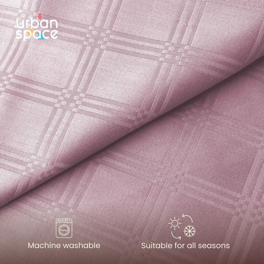 300 TC Super Soft King Bedsheet, Self Woven Checks Design - Pink Checks