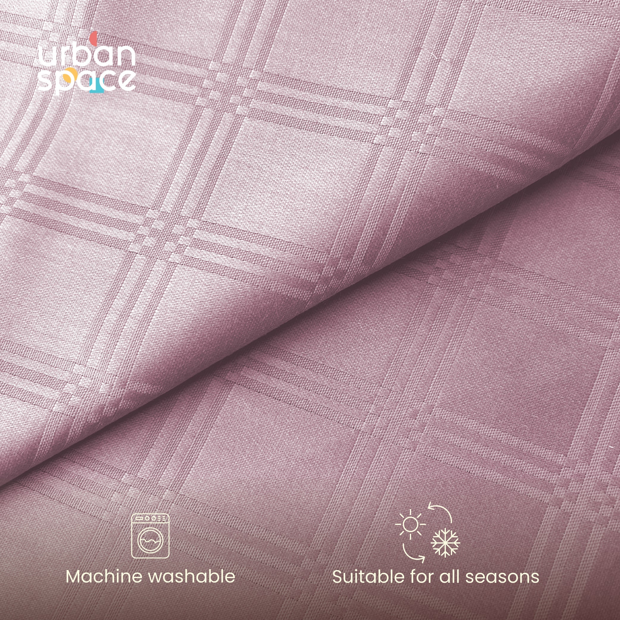 300 TC Super Soft King Bedsheet, Self Woven Checks Design - Pink Checks