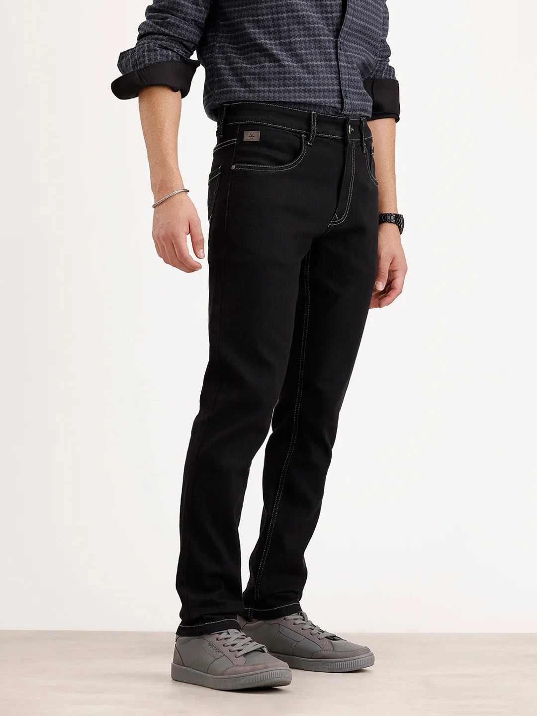 Solid Slim Fit Denim Jeans | Black