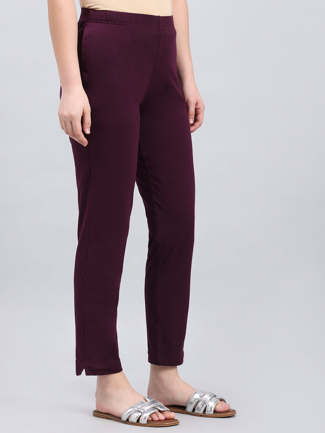 Dark Purple Cotton Stretch Kurti pants