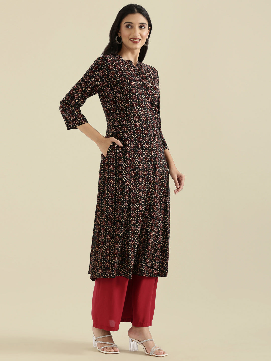 Viscose Ajrakh Print A-Line Kurta