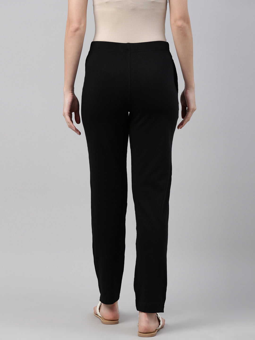 Black Cotton Stretch Kurti Pants
