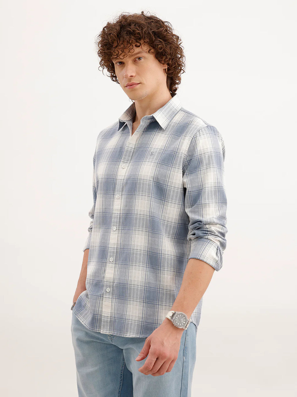 Slim Fit Checkered Shirt  | Blue