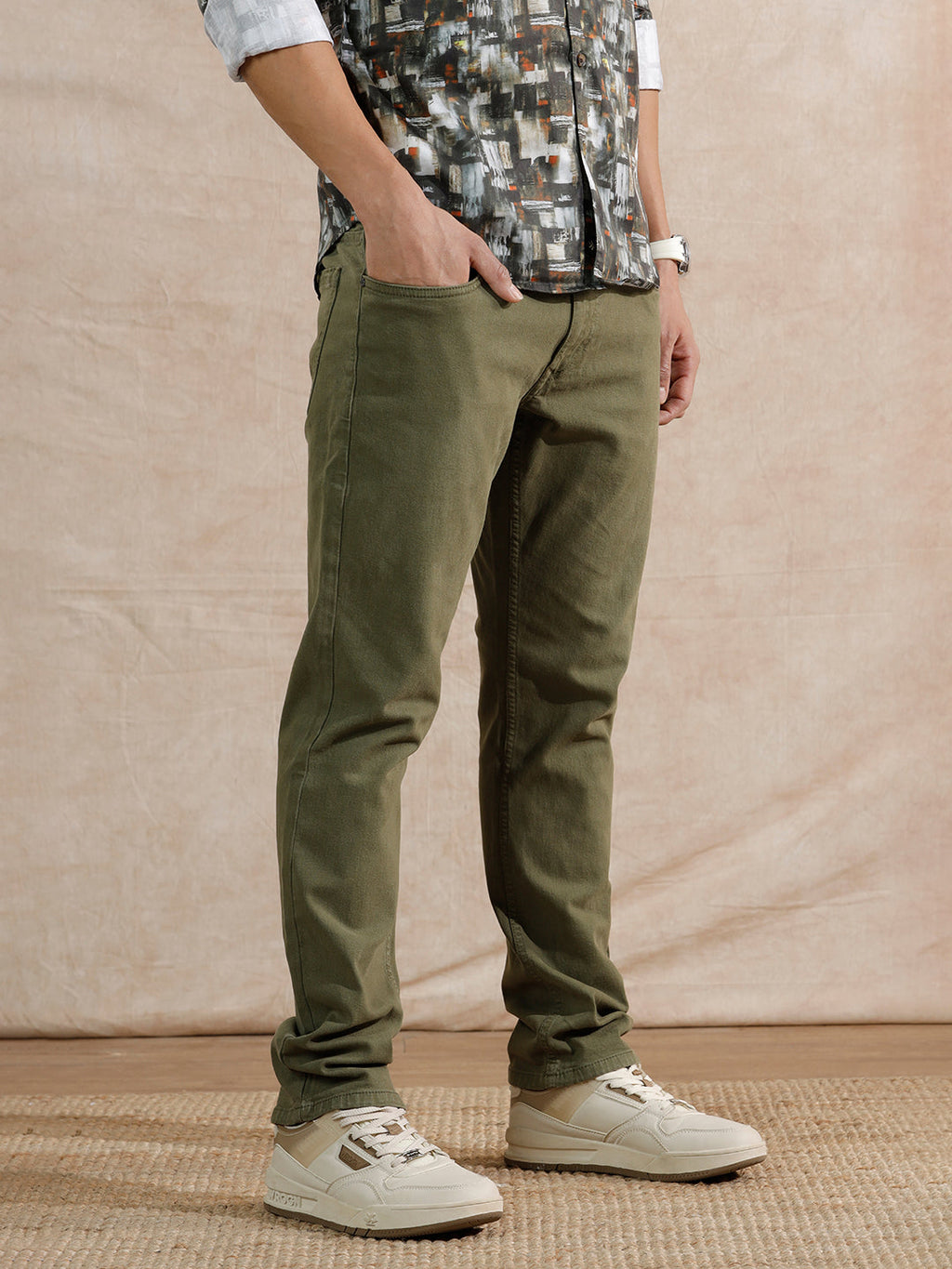 Casual Slim Fit Jeans | Olive