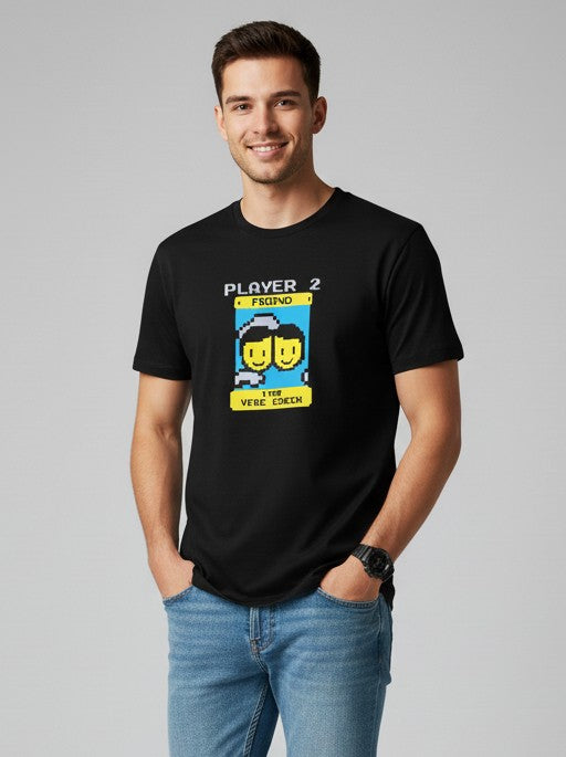 Men Printed Black Cotton Tshirt