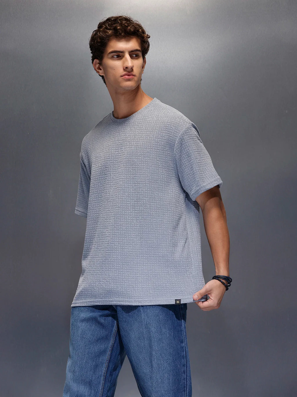 Men's Textured Oversized T-shirt  |  Grey