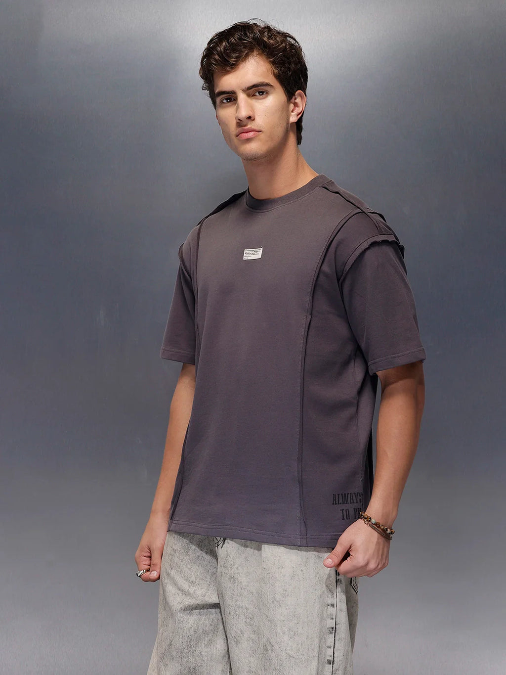 Oversized Cut And Sew T-Shirt   |  Charcoal