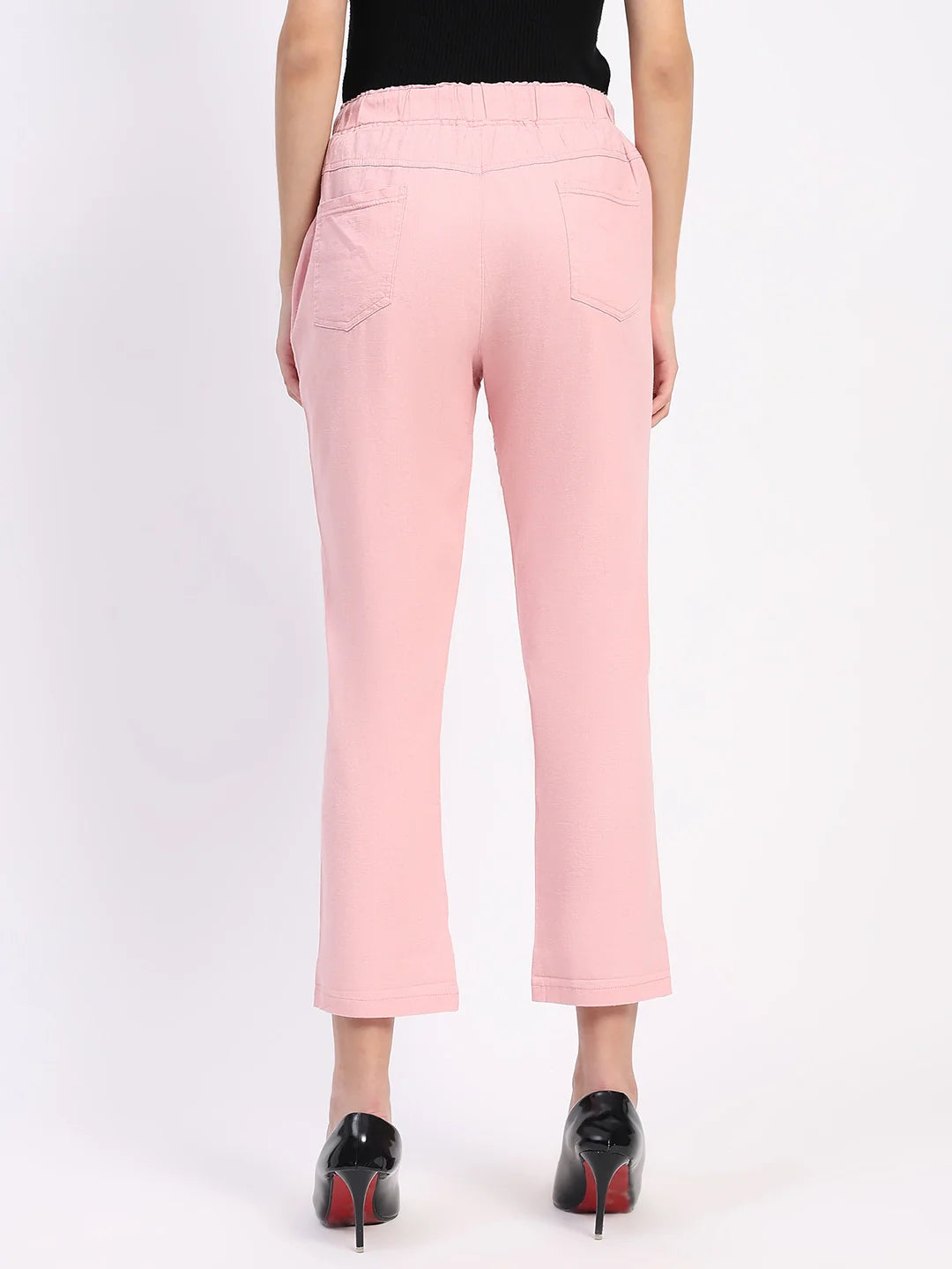 Pink Cotton Ankle Length Lower