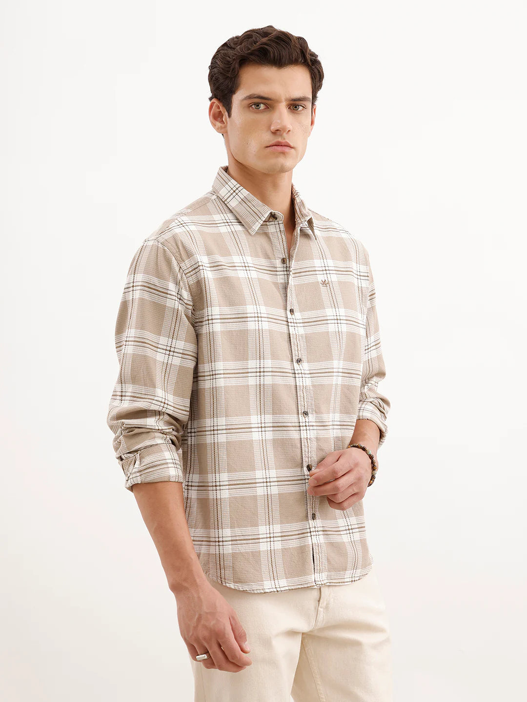 Comfort Fit Textured Shirt  | Khaki