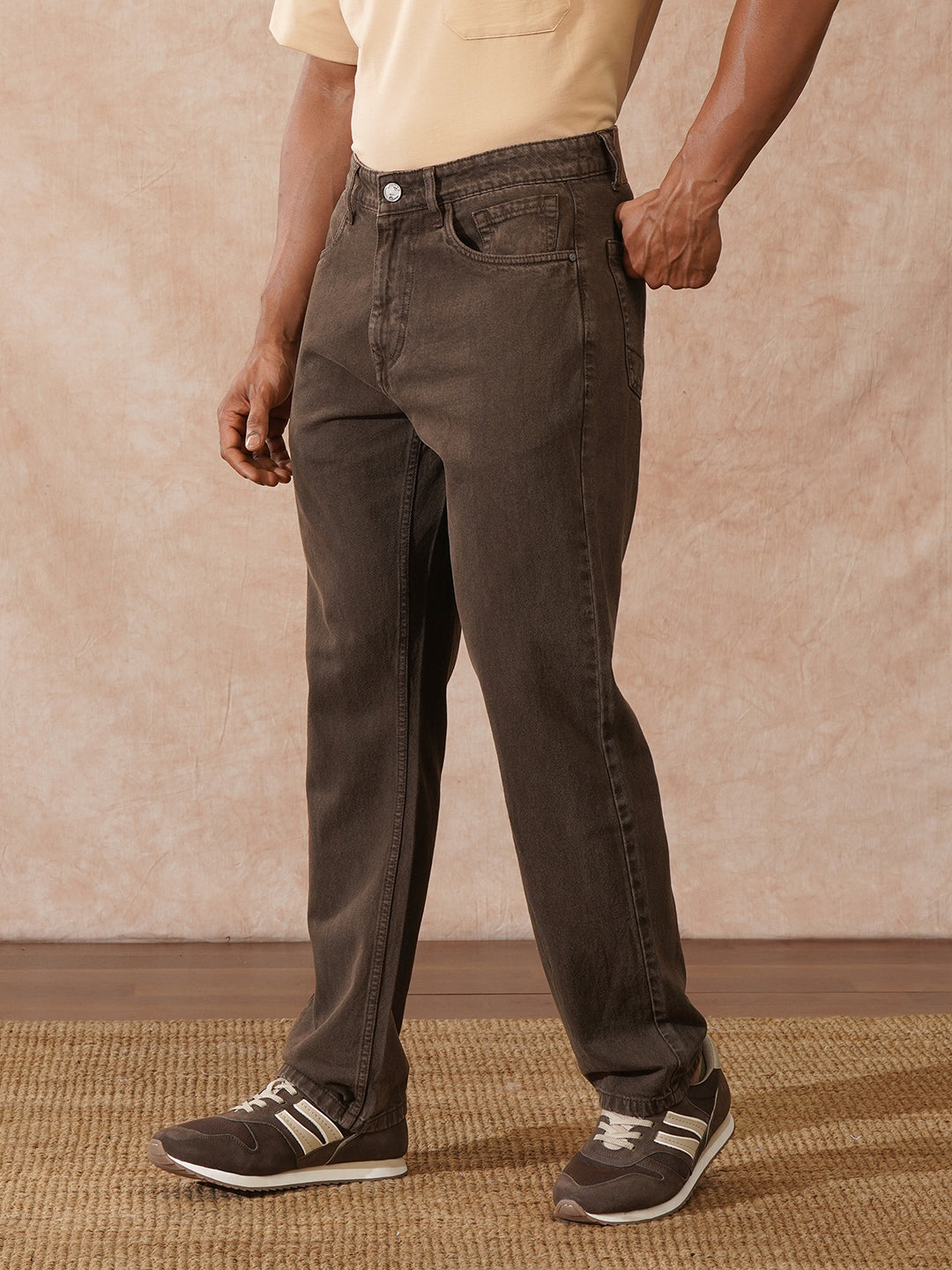Faded Relaxed Fit Jeans | Brown