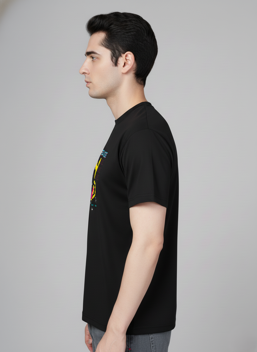 Men Cotton Black Printed Tshirt