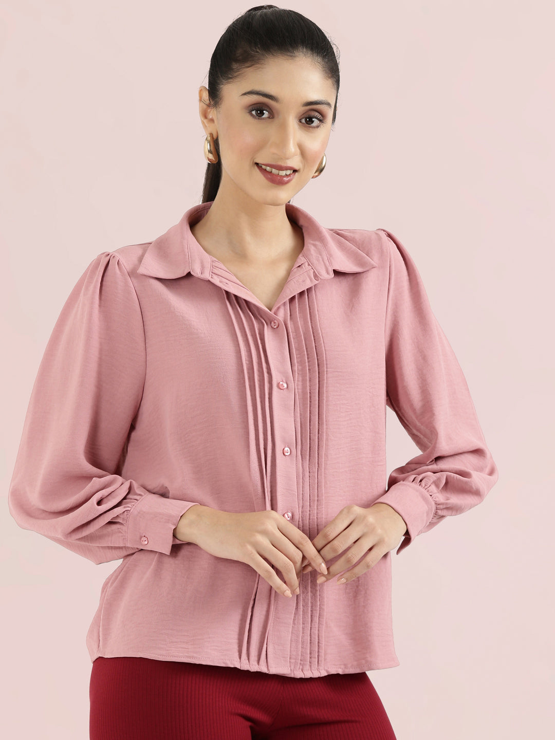 Hammered Classic Collar Pintuck Shirt