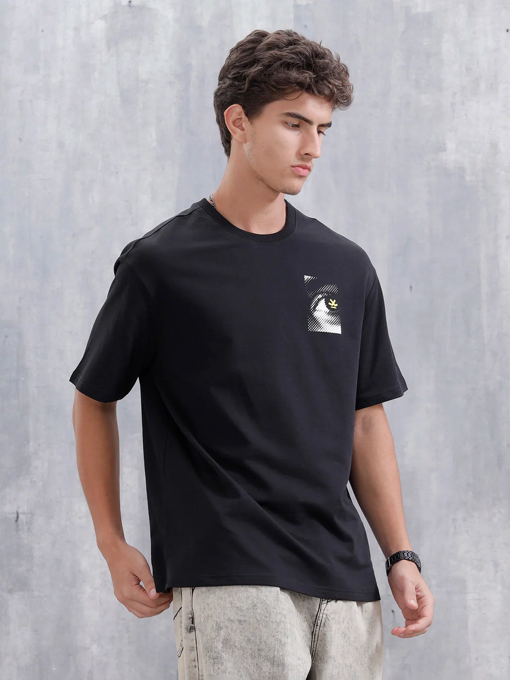Bizarre Elements Oversized Cotton Back Print T-Shirt | Black