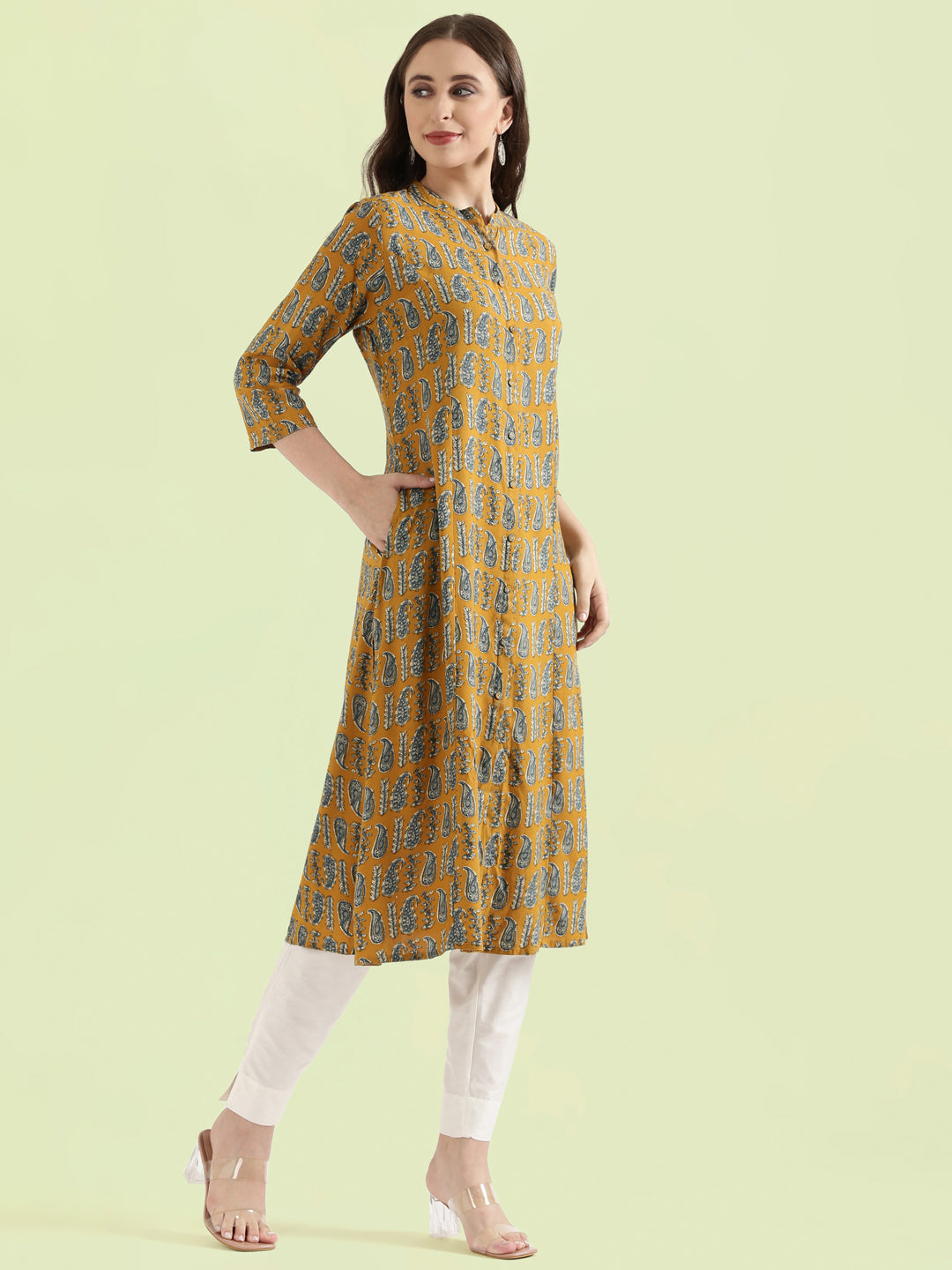 Viscose Paisley Print A-Line Kurta