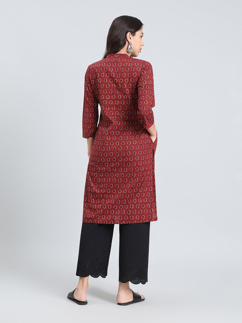 Cotton Paisley Buti Print Straight Kurta