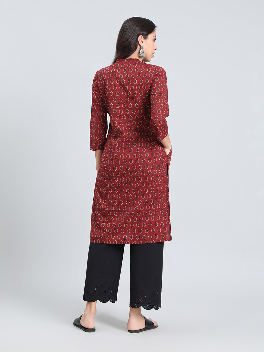 Cotton Paisley Buti Print Straight Kurta