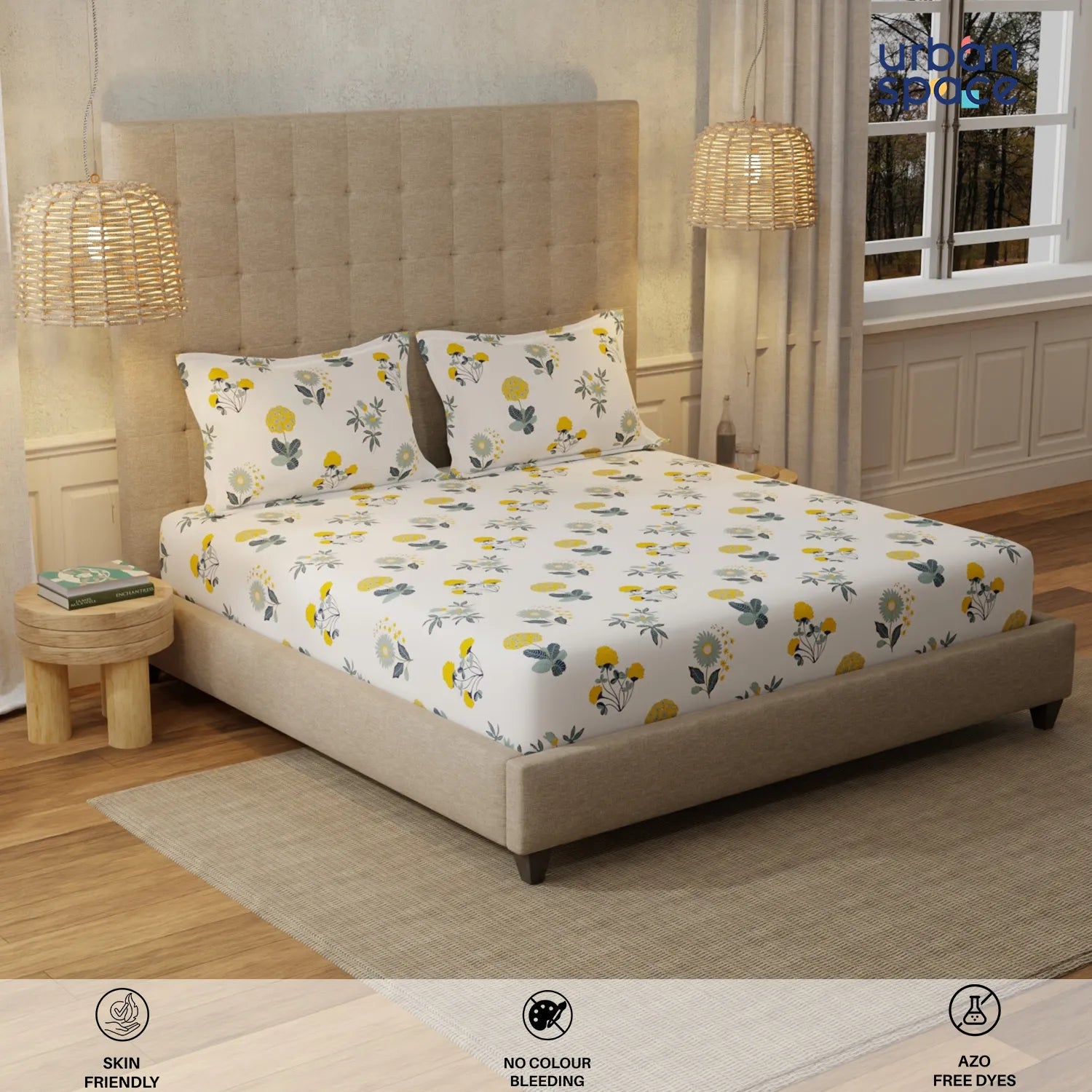 200 TC 100% Cotton Bedsheet Set in Gift Box - Radiance White
