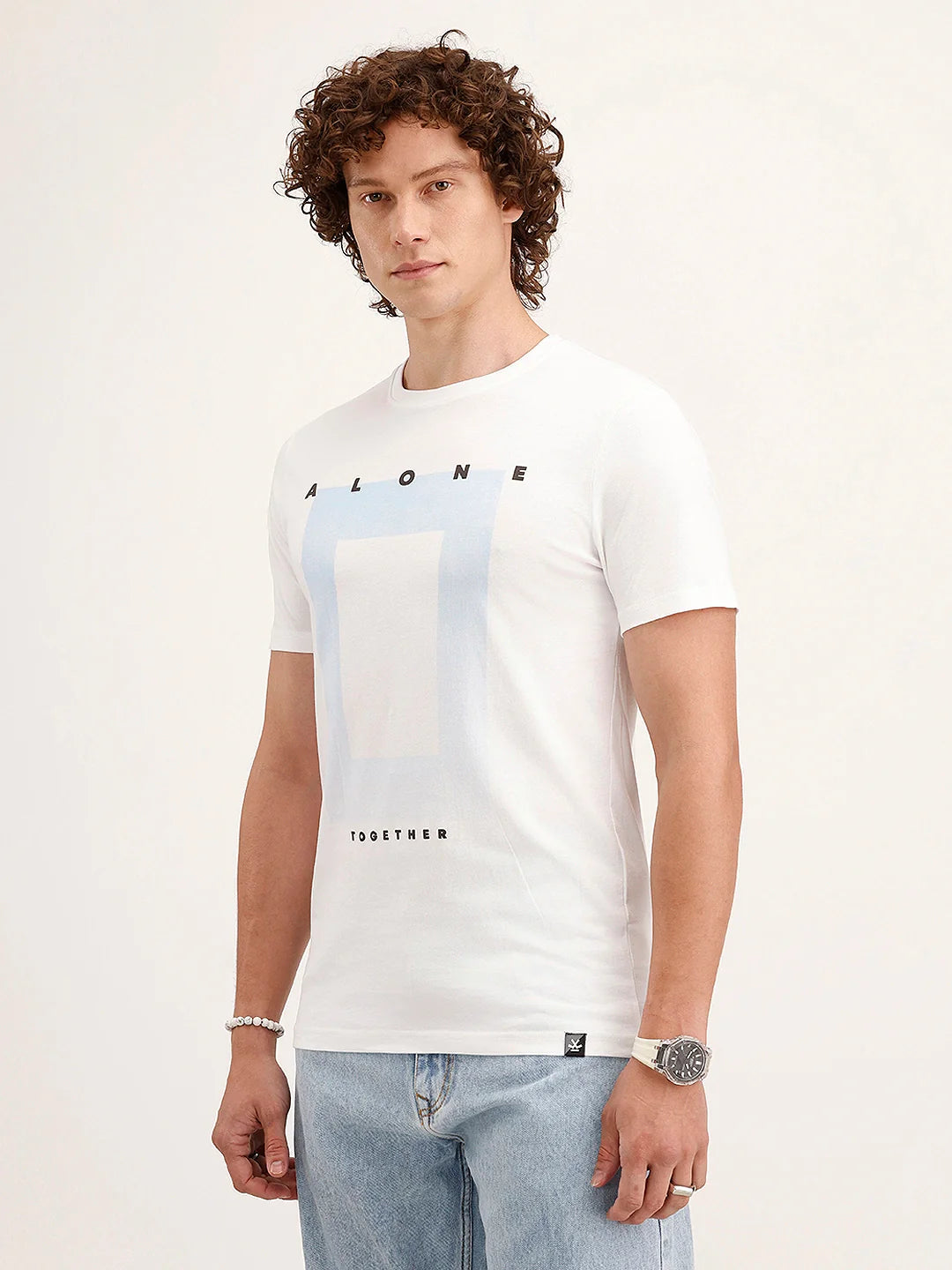 Slim Fit Placement Printed T-Shirt | White