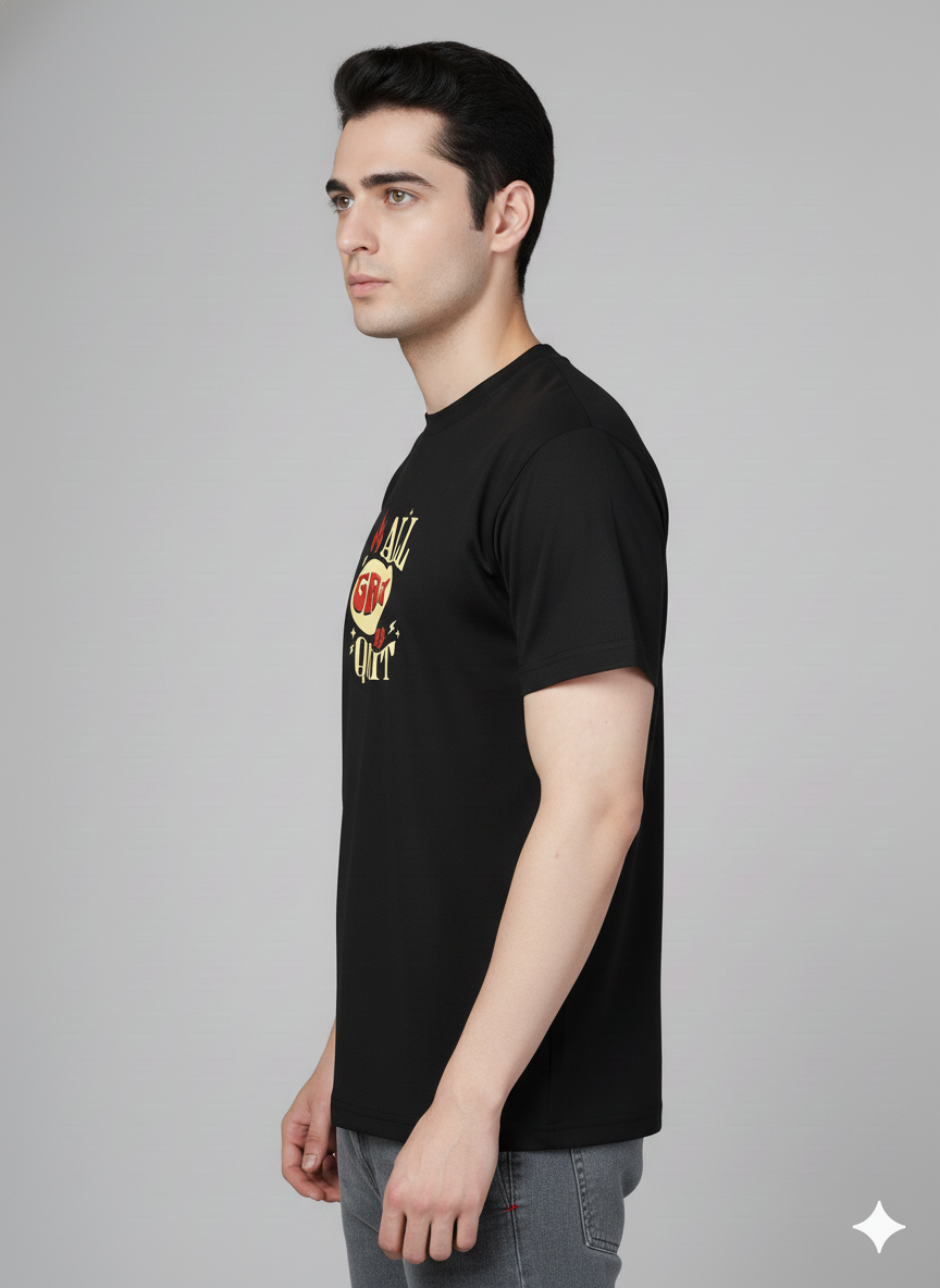 Men Cotton Black Printed Tshirt