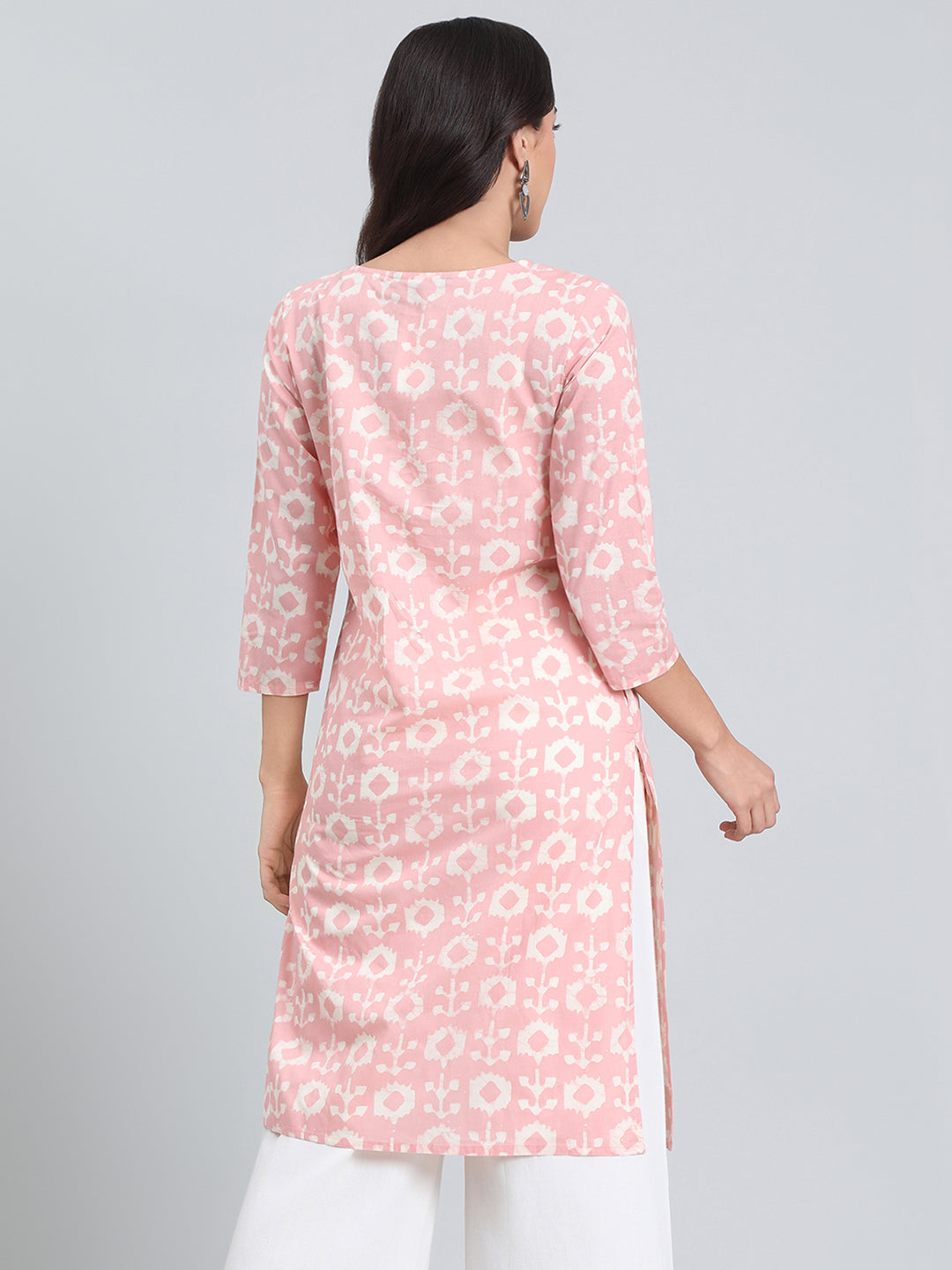 Cotton Ikat Block Print Straight Kurta
