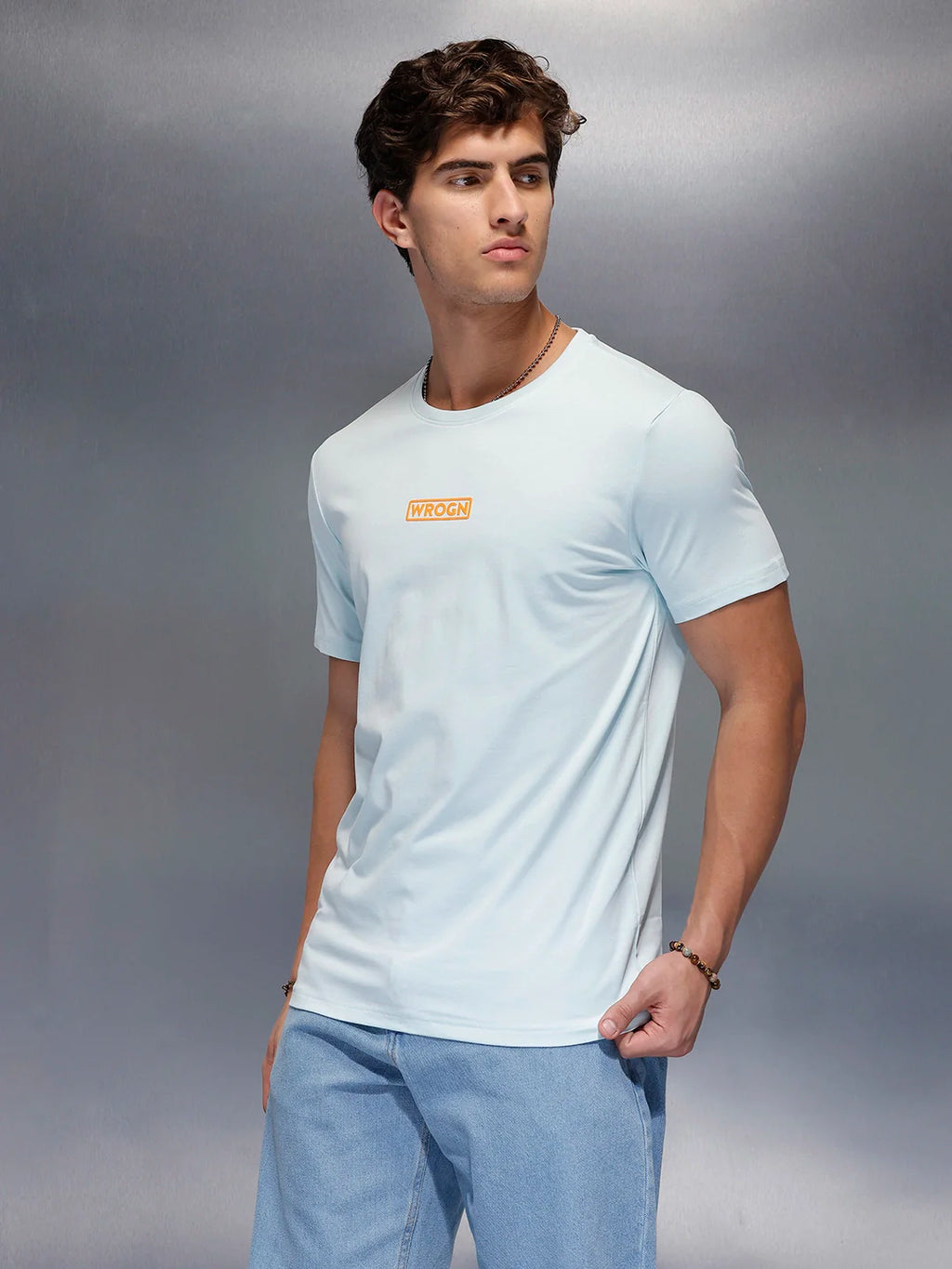 Solid Regular Fit T-Shirt   |  Light Blue