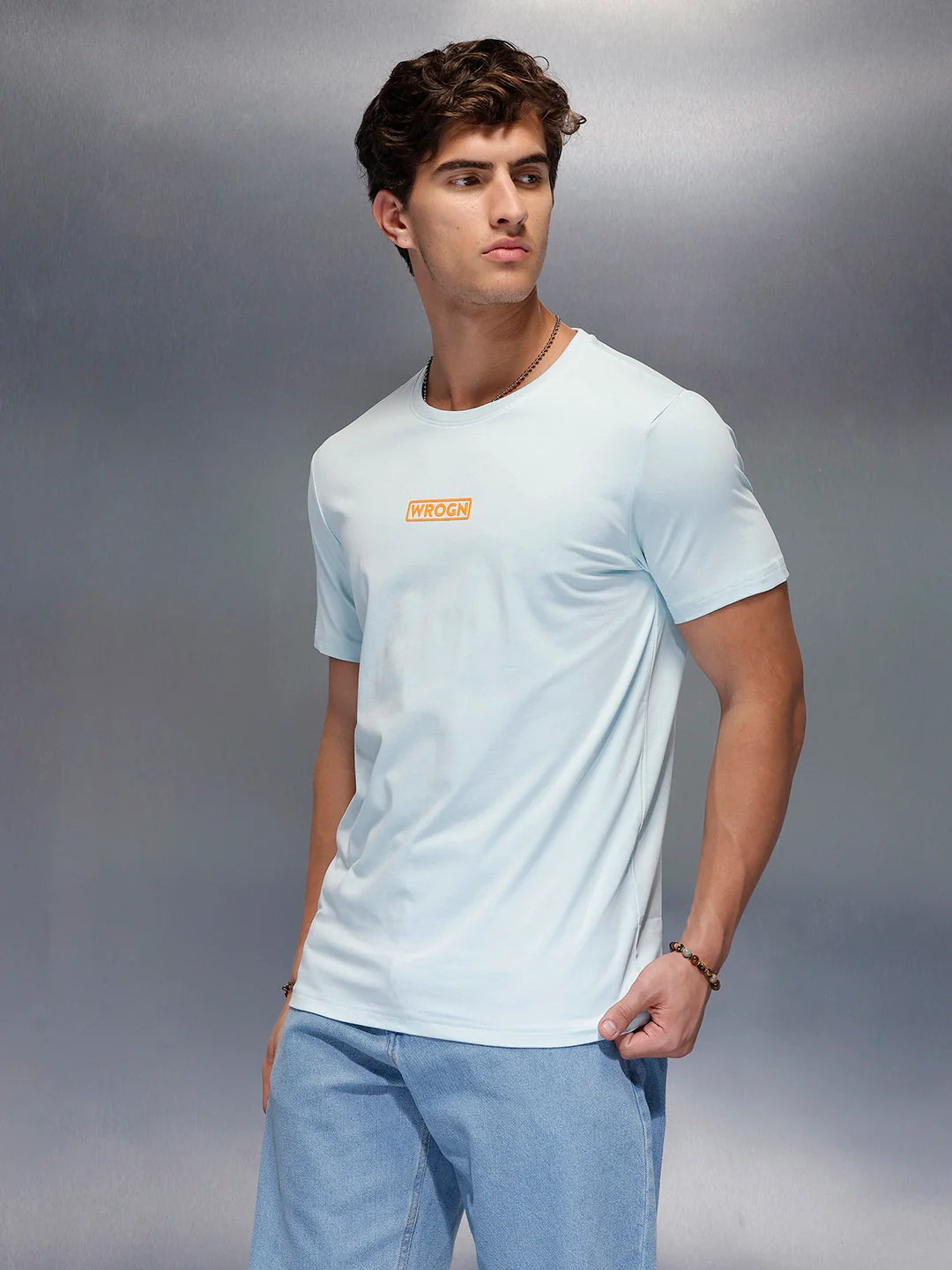 Solid Regular Fit T-Shirt   |  Light Blue