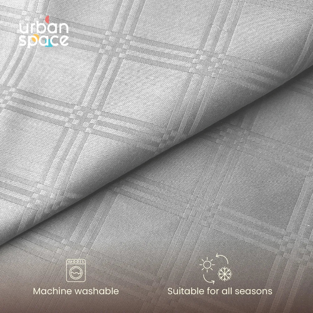 300 TC Super Soft King Bedsheet, Self Woven Checks Design - Silver Grey Checks