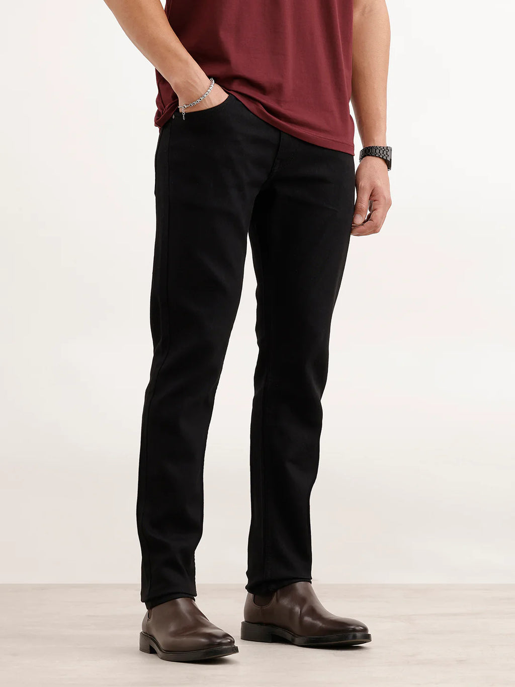 Casual Light Fade Slim Fit Jeans | Black