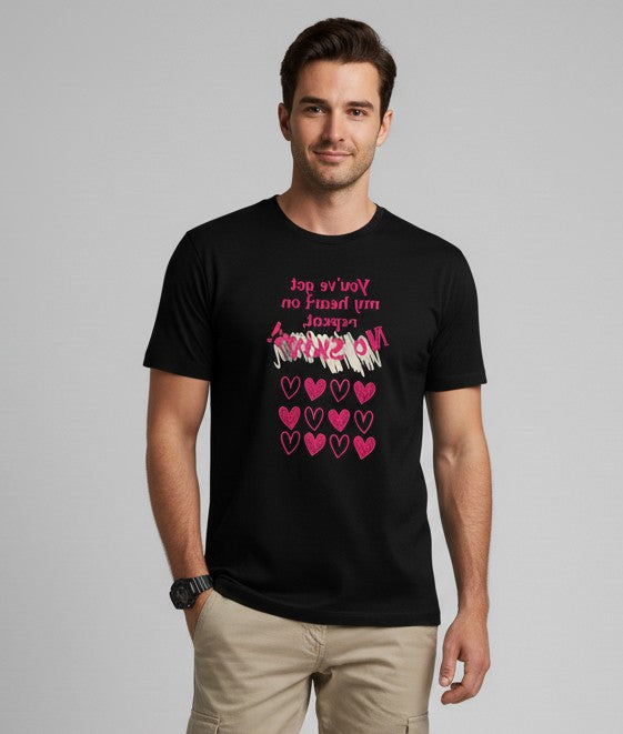 Men Printed Black Cotton Tshirt