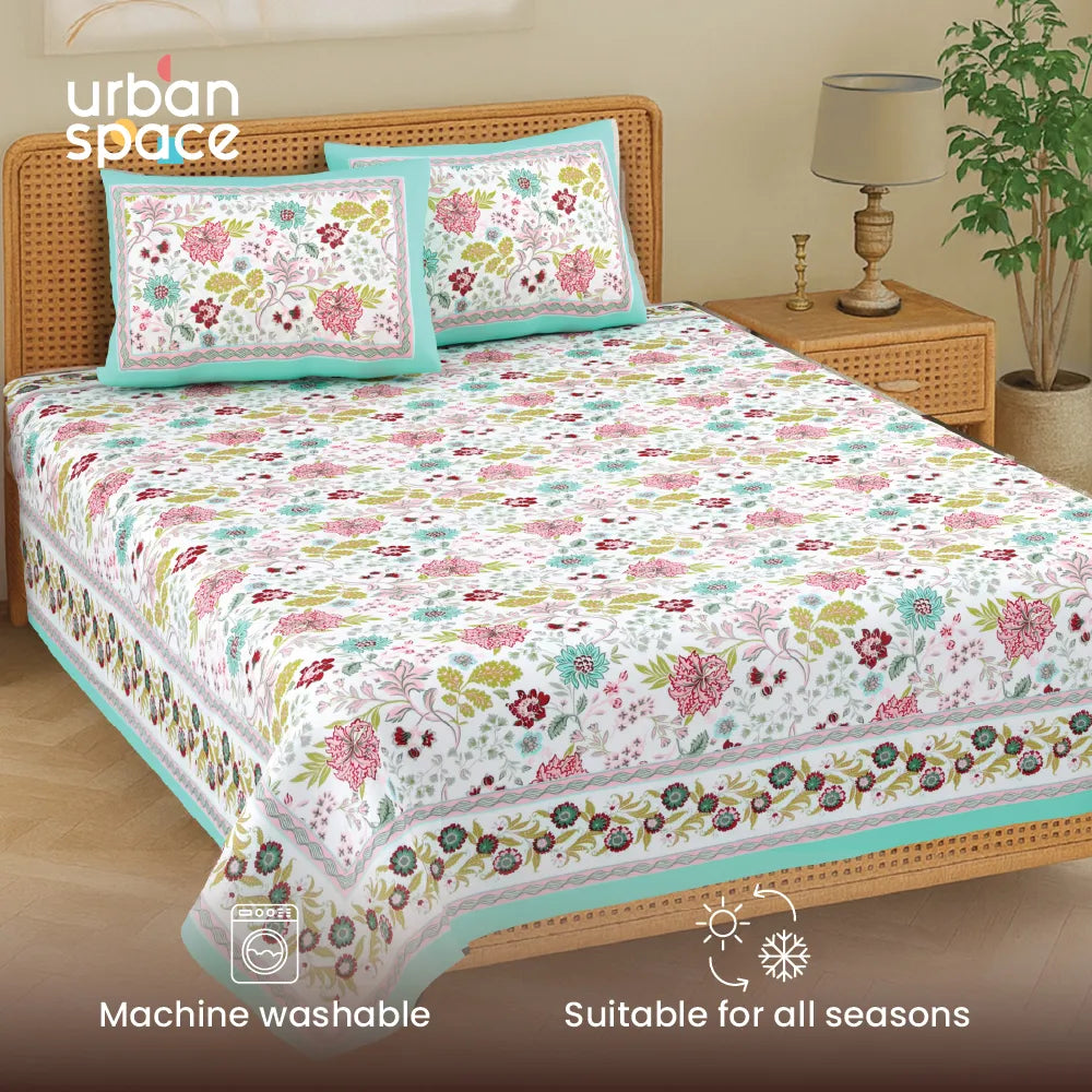 Rajasthani Ethnic 100% Cotton Bedsheet with 2 Pillow Covers, Double & King Bed - Anokhi