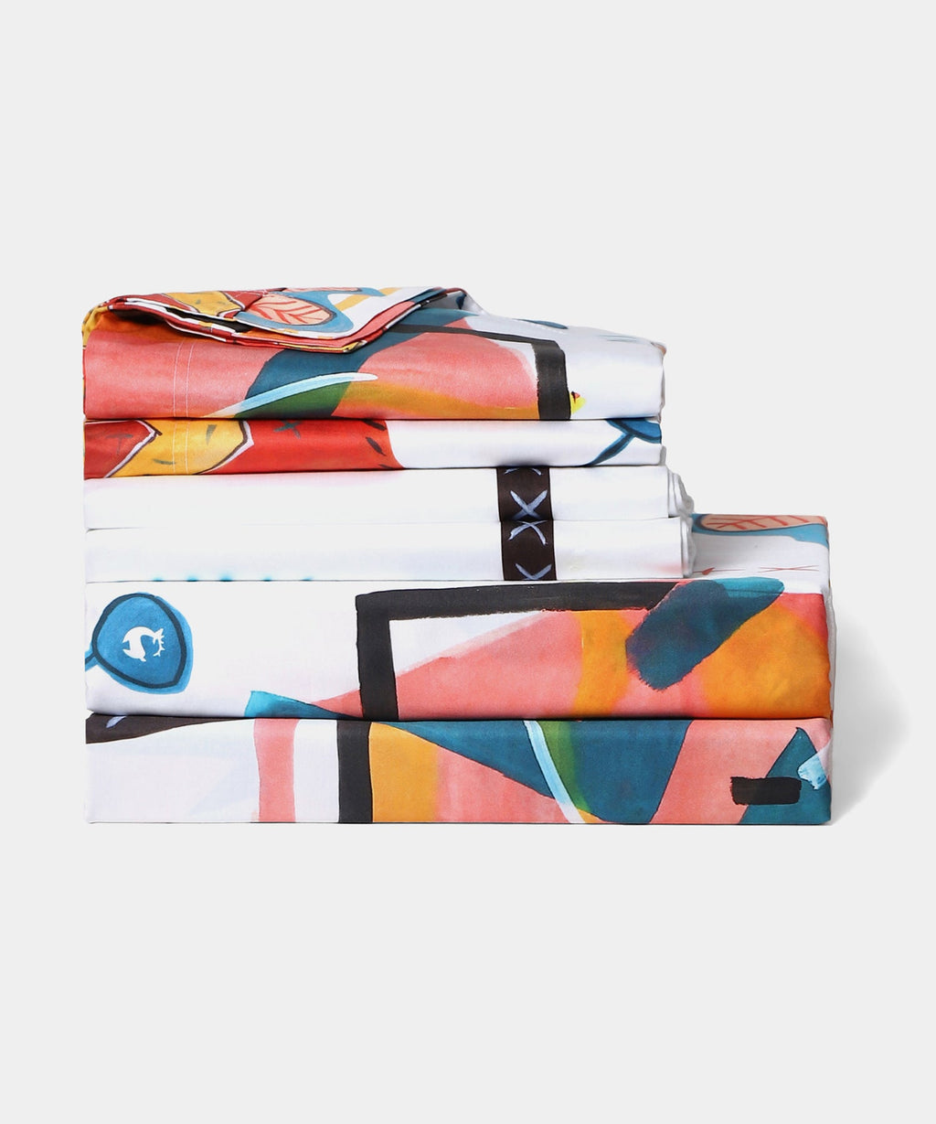 Shivan & Narresh King Bedsheet Set, Surocco |400TC Cotton|4 pillow covers