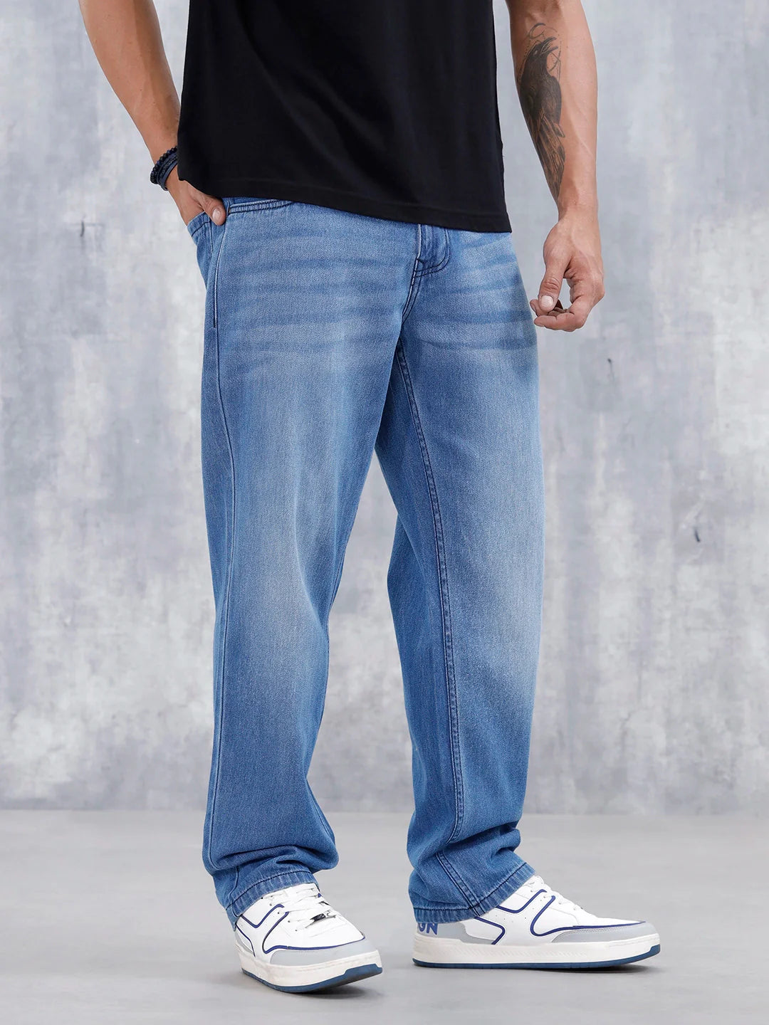 Men's Anti Fit Mid Wash Jeans | Med Stone