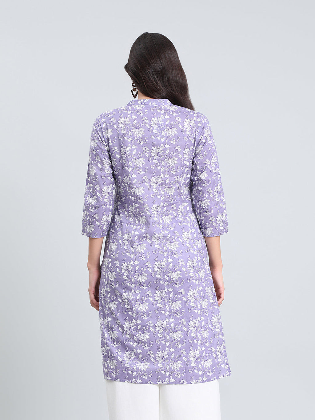 Cotton Floral Block Print Straight Kurta