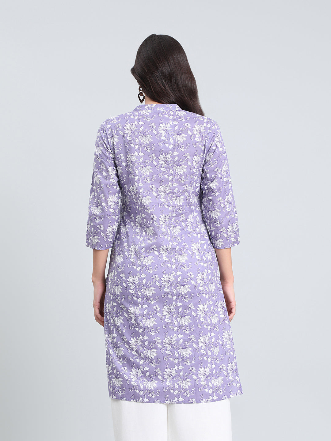Cotton Floral Block Print Straight Kurta