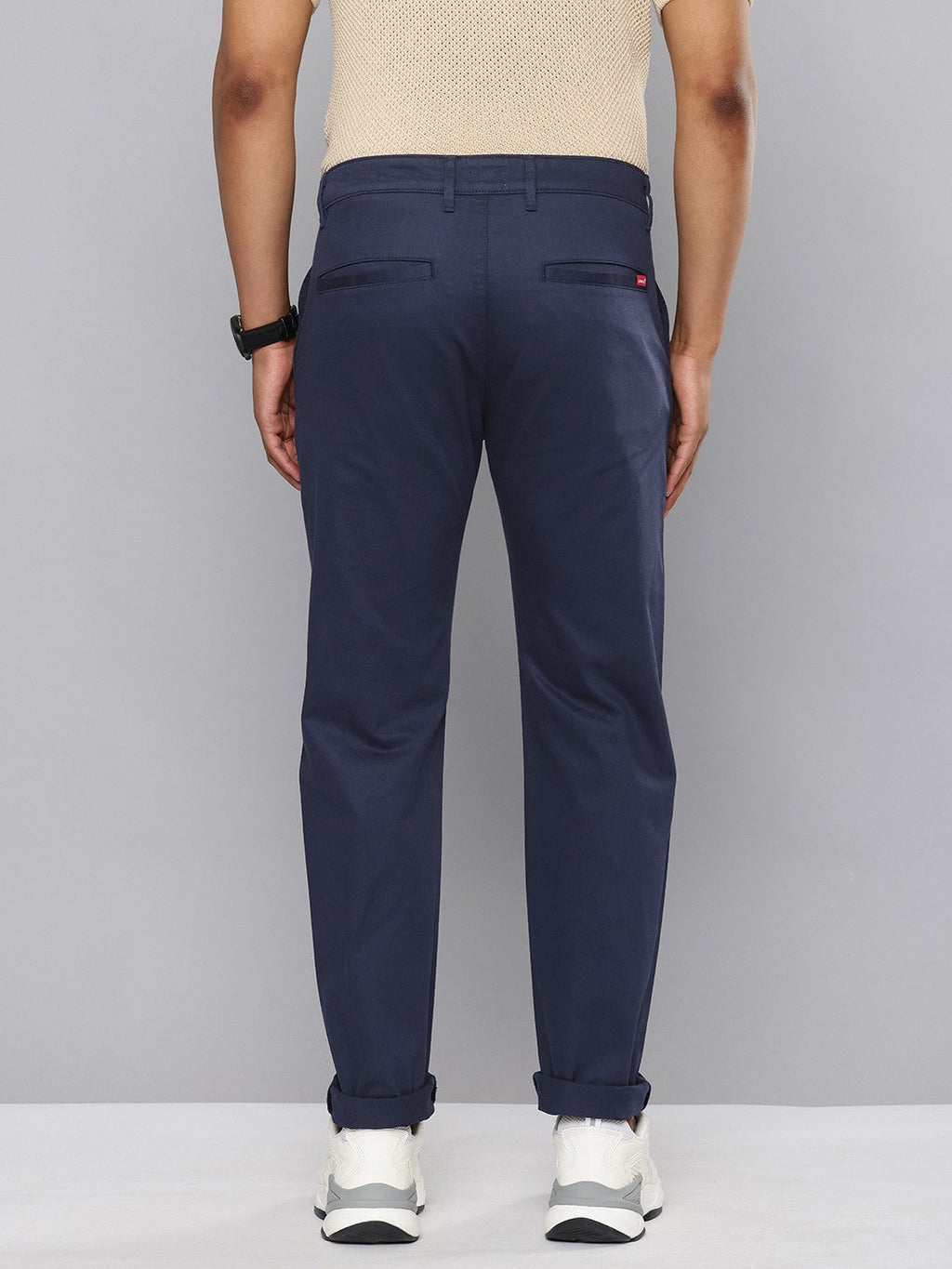Men's Navy Blue Tapered Chinos