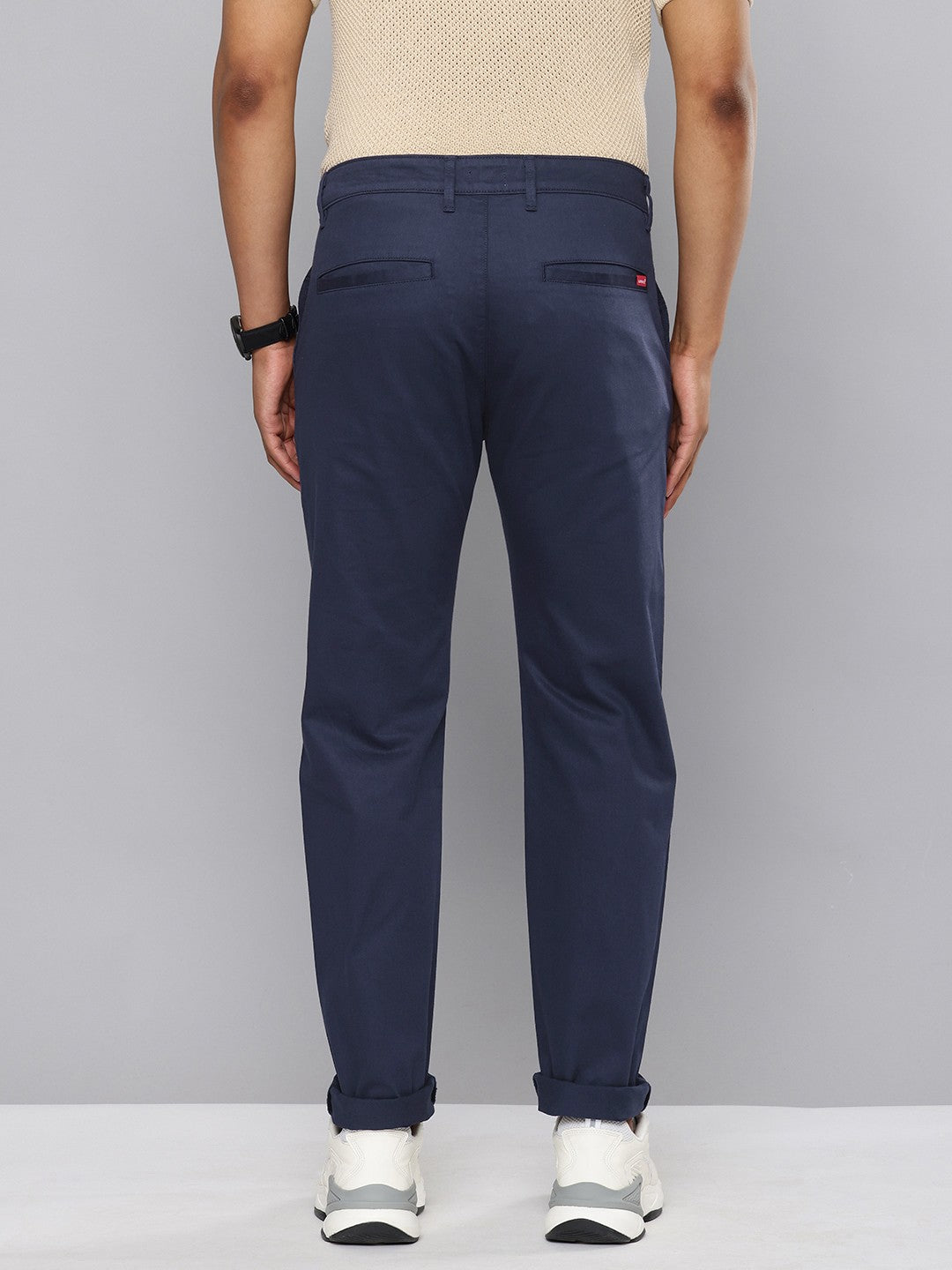 Men's Navy Blue Tapered Chinos