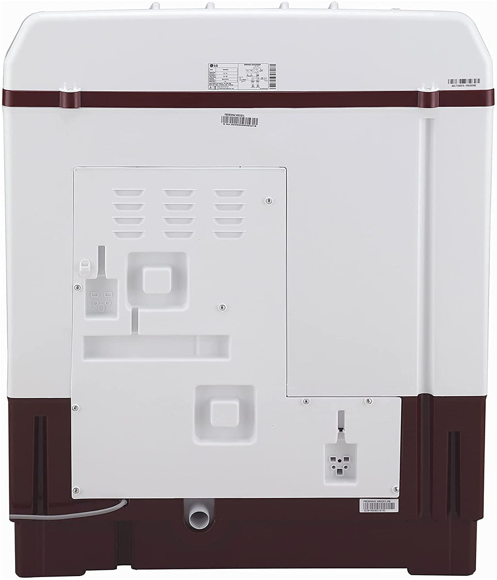 LG 8Kg 5 Star Semi Automatic Top Load Washing Machine, Roller Jet Pulsator + Soak, Burgandy P8035SRAZA