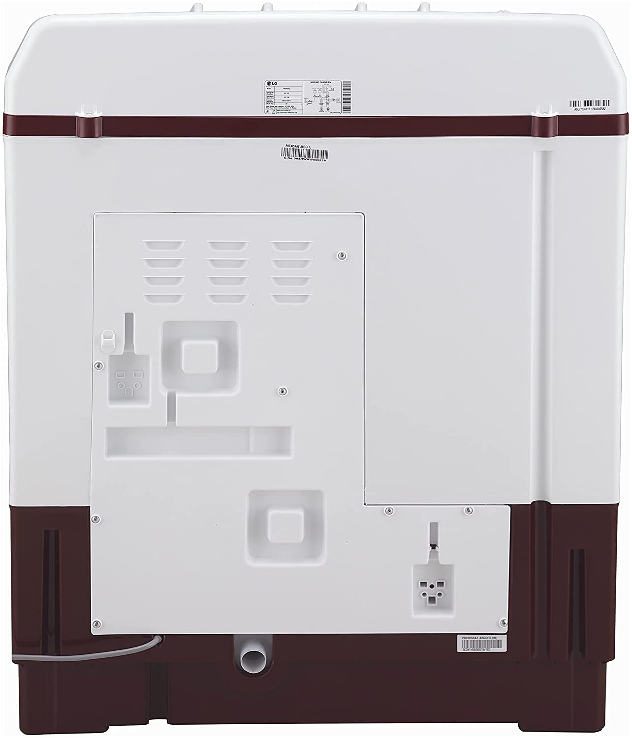 LG 8Kg 5 Star Semi Automatic Top Load Washing Machine, Roller Jet Pulsator + Soak, Burgandy P8035SRAZA