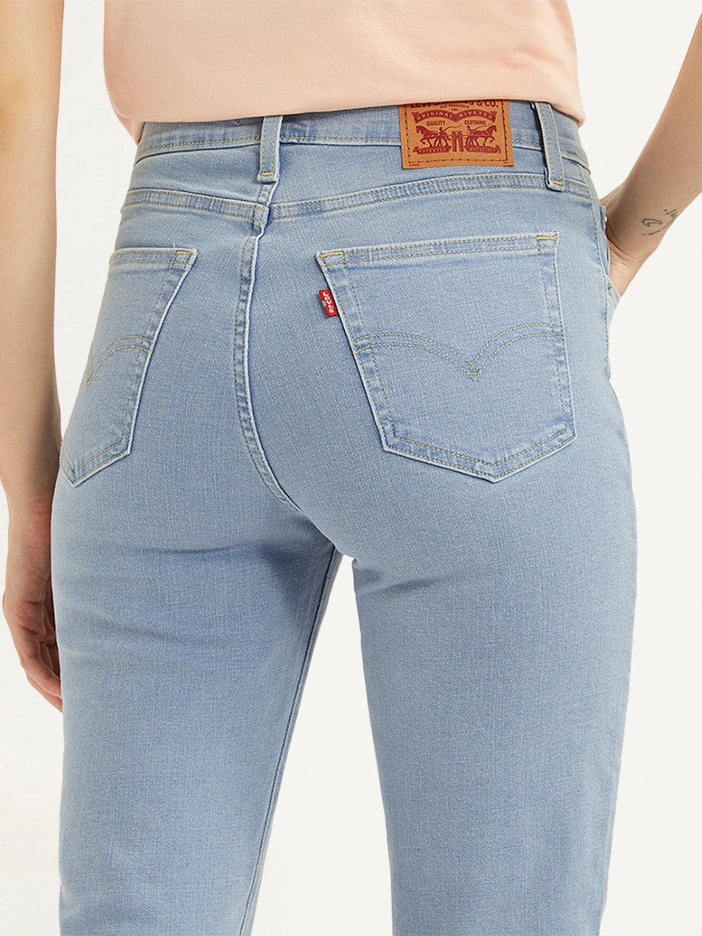 Women's 724 Light Blue Slim Straight Fit High Rise Jeans